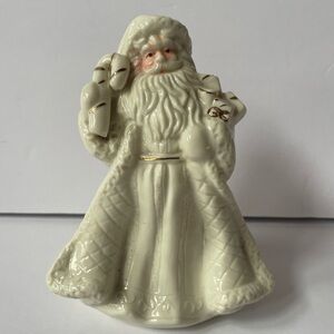 K's Collection Vintage White Gold Santa Claus Christmas w/Cane & Bell